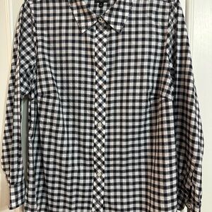 Talbots Black and White Plaid Women’s Shirt Size X